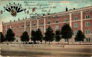 1909 Pola, Pula; Caserna di Marina / K.u.K. Kriegsmarine Marine Kaserne / Osztrák-magyar haditengeré...