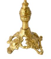 Bronz háromágú gyertyatartó, m: 30,5 cm