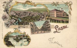 1899 Liestal with Military Barracks litho