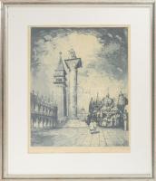 Szentgyörgyvári Gyenes Lajos (1890-1971): Venezia, Riva Schiavoni (Velencei részlet). Rézkarc, papír...