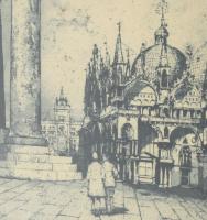Szentgyörgyvári Gyenes Lajos (1890-1971): Venezia, Riva Schiavoni (Velencei részlet). Rézkarc, papír...
