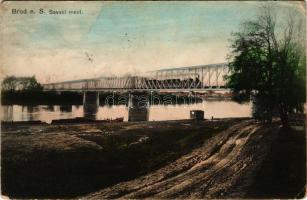 1911 Bród, Nagyrév, Slavonski Brod, Brod na Savi; Savski most / Száva vasúti híd, gőzmozdony, vonat....