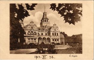 1913 Ókígyós, Szabadkígyós; Wenckheim kastély. Hátoldalon Zichy Mária grófnőnek címzett levél (EK)