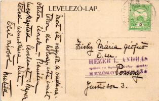 1913 Ókígyós, Szabadkígyós; Wenckheim kastély. Hátoldalon Zichy Mária grófnőnek címzett levél (EK)