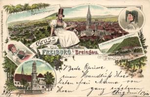 1899 Freiburg im Breisgau with the Restaurant of G. Trescher litho (EK)