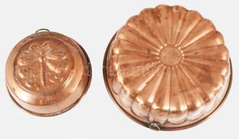 2 darab réz sütőforma, d: 18,5 cm alatt