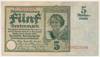 Német Birodalom 1926. Weimari Köztársaság 5M "D 10223568" T:F,VG
Germany / Weimar Republi...
