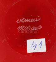 Murano jelzéssel kétrétegű asztaldísz, minimális kopással, d:11 cm
