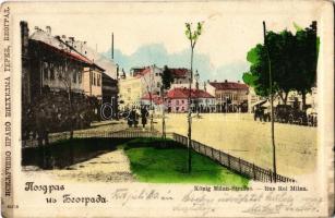 1901 Belgrade, König Milan Strasse / Rue Roi Milan / street (EK)