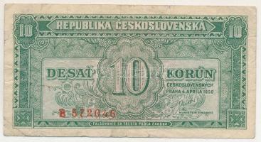 Csehszlovákia 1950. 10K "B 572046" T:F pici szakadások
Czechoslovakia 1950. 10 Korun &quo...