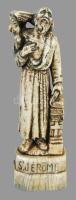 cca 1880-1900 Szent Jeromos faragott csont szobor, m: 14 cm