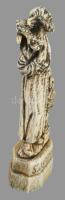 cca 1880-1900 Szent Jeromos faragott csont szobor, m: 14 cm