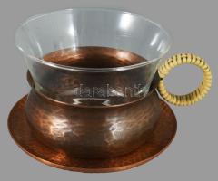 Eugen Zint 9 darab csésze tartóban, alátéttel, jelzés nélkül, d: 10 cm