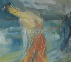 Litkey György (1907-1975): Kubikusok. Olaj, vászon. Jelzett a hátoldalán. Fakeretben. 88x118 cm. KIZ...