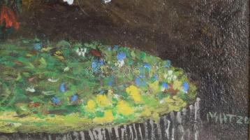 Matzon jelzéssel: Csendélet. Olaj, farost. Jelezve jobbra lent. Dekoratív fakeretben. 50x40 cm