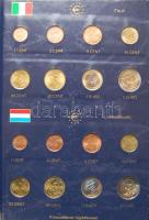 Az Európai Unió 12 alapító államát átölelő euró gyűjtemény 96db klf (1c-2€) érmével, erede...
