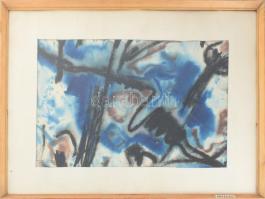 Tahi-Tóth Nándor (1912-1978): Mozgás. Akvarell, papír, jelezve balra lent. 34x52 cm, üvegezett faker...