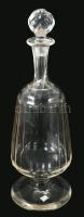 cca 19. sz. vége, Talpas kristály palack, dugóval, hozzá 6 pohár, m: 11-14 cm