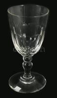 cca 19. sz. vége, Talpas kristály palack, dugóval, hozzá 6 pohár, m: 11-14 cm