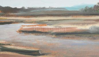 Nagy jelzéssel, XX. sz.vége/XXI sz. eleje: Nyugalom. Olaj, farost, fakeretben, 20×35 cm