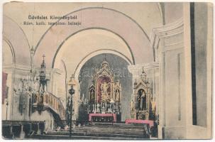 1917 Kinorány, Chynorany, Chinorán; Római katolikus templom, belső. Szlamka Pál kiadása / Catholic c...