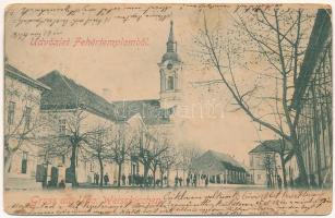 1899 Fehértemplom, Ung. Weisskirchen, Bela Crkva; utca, templom. Th. Hepke utóda kiadása / street vi...