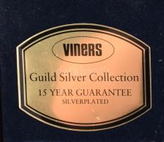 Viners Sheffield 44 részes angol ezüstözött evőeszköz készlet, jó állapotban, díszdobozban