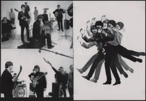 1964 "Egy nehéz nap éjszakája" című Beatles film forgatásán készült felvételek, 3 db moder...
