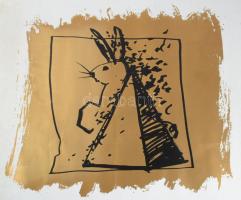 Olvashatatlan jelzéssel, magyar művész: "Beuys nyuszi", 1992. Szitanyomat, papír. Számozot...