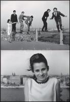 cca 1967 Koncz Zsuzsa és a Metró együttes a Gellért-hegyen, 2 db modern nagyítás, jelzés nélkül, 15x...