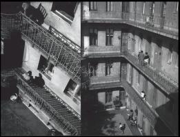 cca 1934 Kinszki Imre (1901-1945) budapesti fotóművész felvételei a zuglói házak belső udvaráról, 2 ...