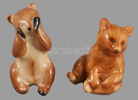 2 db kőbányai porcelán medve. Kézzel festett, egyik jelzett, hibátlan 7-8 cm