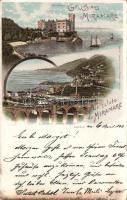1899 Trieste Miramare castle and viaduct litho (EK)
