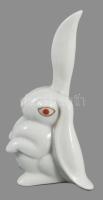 Herendi porcelán nyuszi, kézzel festett, jelzett, hibátlan, m: 10 cm