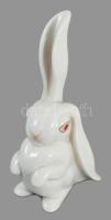 Herendi porcelán nyuszi, kézzel festett, jelzett, hibátlan, m: 10 cm