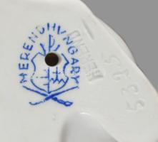 Herendi porcelán nyuszi, kézzel festett, jelzett, hibátlan, m: 10 cm