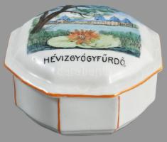 Zsolnay Hévíz gyógyfürdő bonbonniere. Kézzel festett, jelzett, hibátlan 8 cm