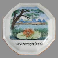 Zsolnay Hévíz gyógyfürdő bonbonniere. Kézzel festett, jelzett, hibátlan 8 cm