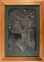 Járási Ildikó (1953-): Királynő. Tűzzománc, jelzett, fa keretben, 20x13 cm