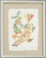 ef.Zámbó (efZámbó) István (1950-): Legyező bumeránggal, 2004. Computer print, merített papír, jelzet...