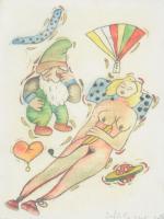 ef.Zámbó (efZámbó) István (1950-): Legyező bumeránggal, 2004. Computer print, merített papír, jelzet...