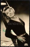 Erica Beer (1925-2013) színésznő autográf aláírása őt ábrázoló képeslapon/ autograph signature