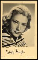 Jutta Freybe (1917-1971) színésznő autográf aláírása őt ábrázoló képeslapon /autograph signature