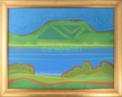 Óvári László (1926-88): Balaton. Olaj, vászon, jelzett. Hátoldalán Képcsarnok Vállalat címkéivel. Ap...