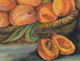 Szatmáry jelzéssel: Gyümölcsös csendélet. Akvarell, papír. Dekoratív, kissé sérült fakeretben, 30x42...