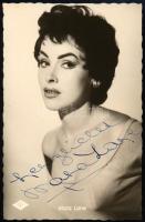 Mara Lane (1930-2014) színésznő autográf aláírása őt ábrázoló képeslapon / autograph signature