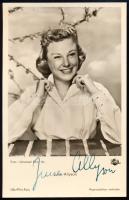 June Allyson (1917-2006) színésznő autográf aláírása őt ábrázoló képeslapon / autograph signature