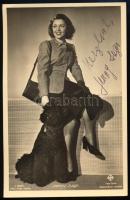 Jenny Jugo (1904-2001) színésznő autográf aláírása őt ábrázoló képeslapon / autograph signature