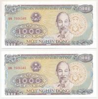 Vietnám 1988. 1000D (2x) sorszámkövető "RM 7606340 - RM 7606341" T:UNC
Vietnam 1988. 1000...