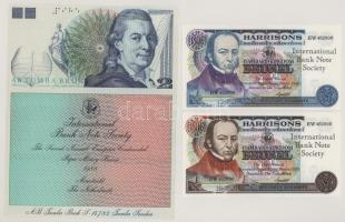 Nagy-Britannia 1989. "International Bank Society" tesztbankjegy (2xklf) + Hollandia 1988. ...